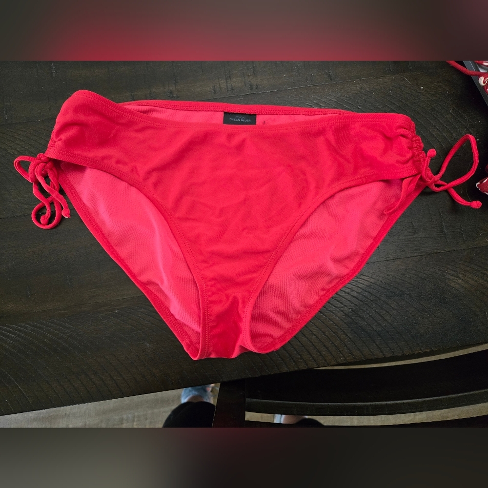 Ocean Blue Bright Pink Bikini Bottom sz Large